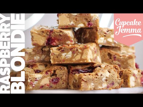 Raspberry White Chocolate Blondie Recipe | Cupcake Jemma Channel