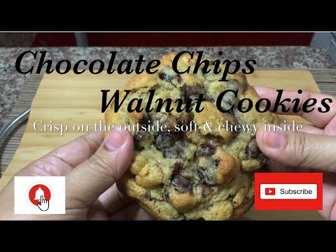 CHOCOLATE CHIP WALNUT COOKIES RECIPE/ Crisp outside, soft & chewy inside ( my1st try )