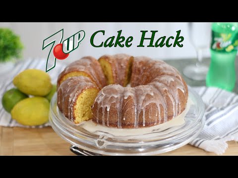 How to Make A Moist 7UP CAKE from a BOX CAKE MIX with a Homemade LEMON GLAZE using Easy baking hacks